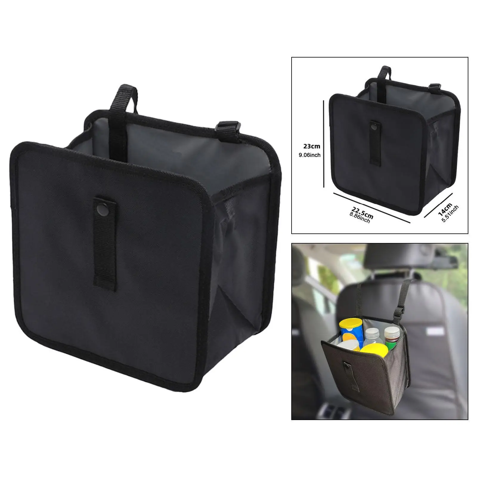 Bolsa de basura colgante para coche, suministros para automóviles, portátil, negro, para viajes al aire libre, multiusos para vehículos, bolsa de almacenamiento de gran capacidad