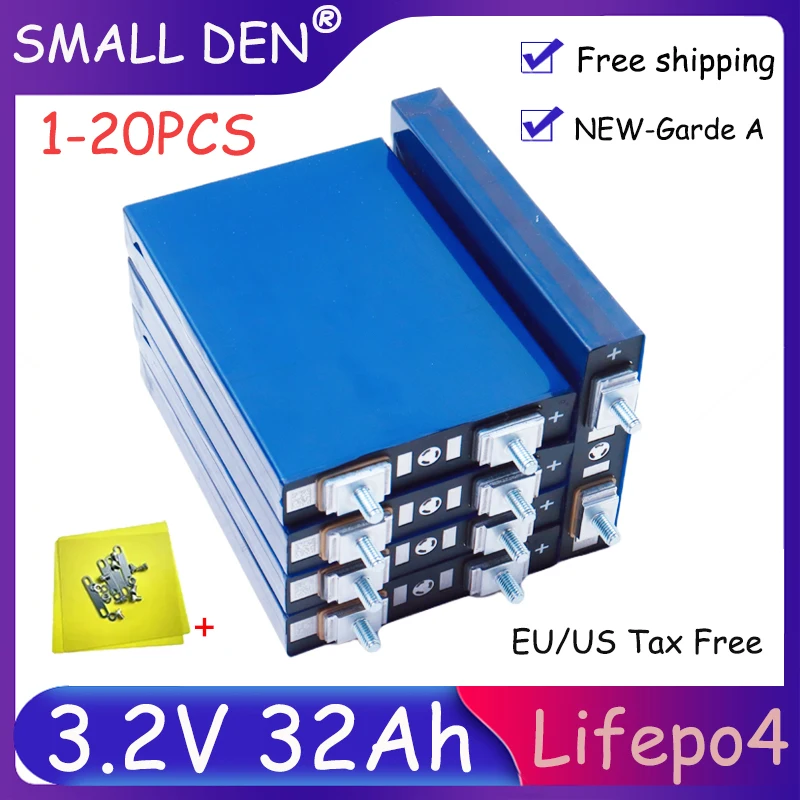 1-20pcs New 3.2V 32Ah LiFePO4 Battery Phosphate 32000mAh Grade A Cells Modification Stud DIY 12.8V 24V 36V Motorcycle Car motor