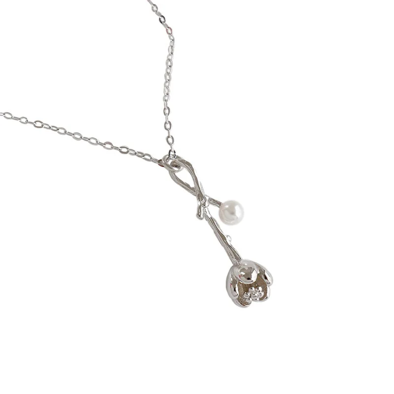 

Оригинальные роскошные ювелирные изделия из серебра 925 пробы, ожерелье с подвеской в виде бутона цветка с жемчугом, ожерелье с подвеской в виде бутона цветка, серебро для женщин, подарок