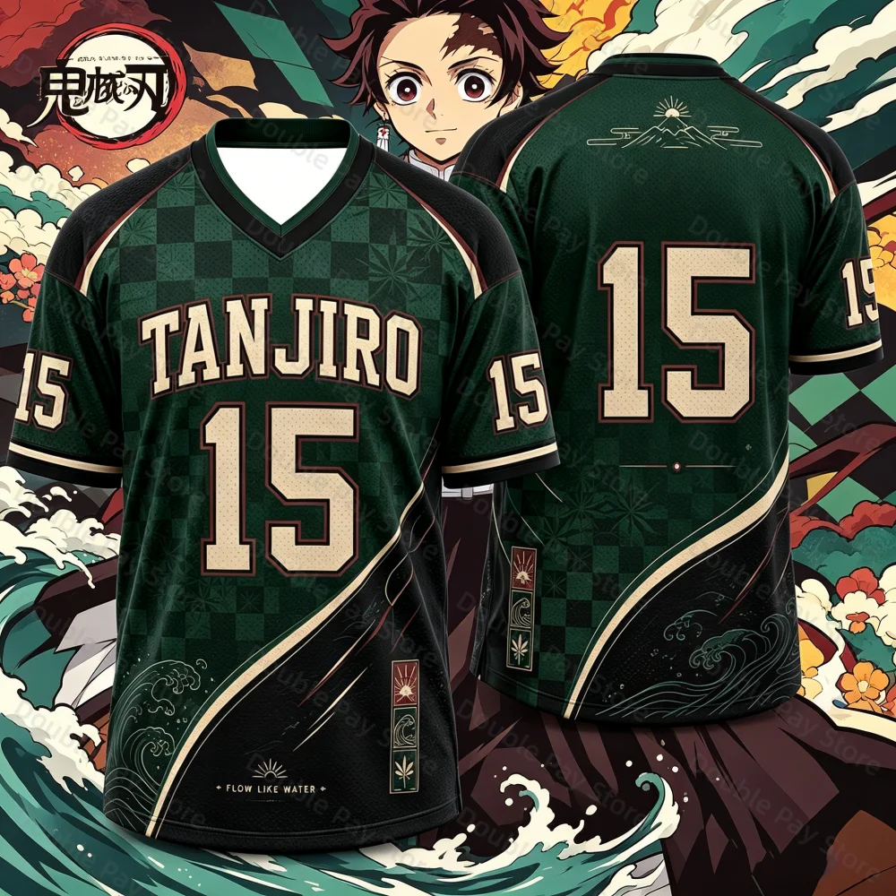 Demon Slayer Kamado Nezuko Sports Jersey Men's shirt Women t-shirt Summer Short Sleeve Anime Casual Pink Football Tee Tops
