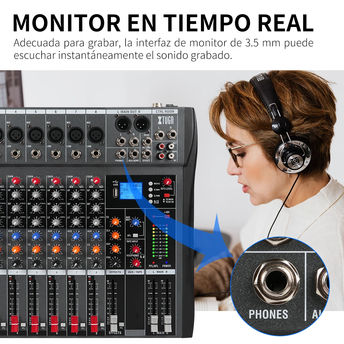 CT80X Professional 8-channel Audio DJ Mixer With Blueteeth Sound Mixer Audio Karaoke Phantom Power 48V USB