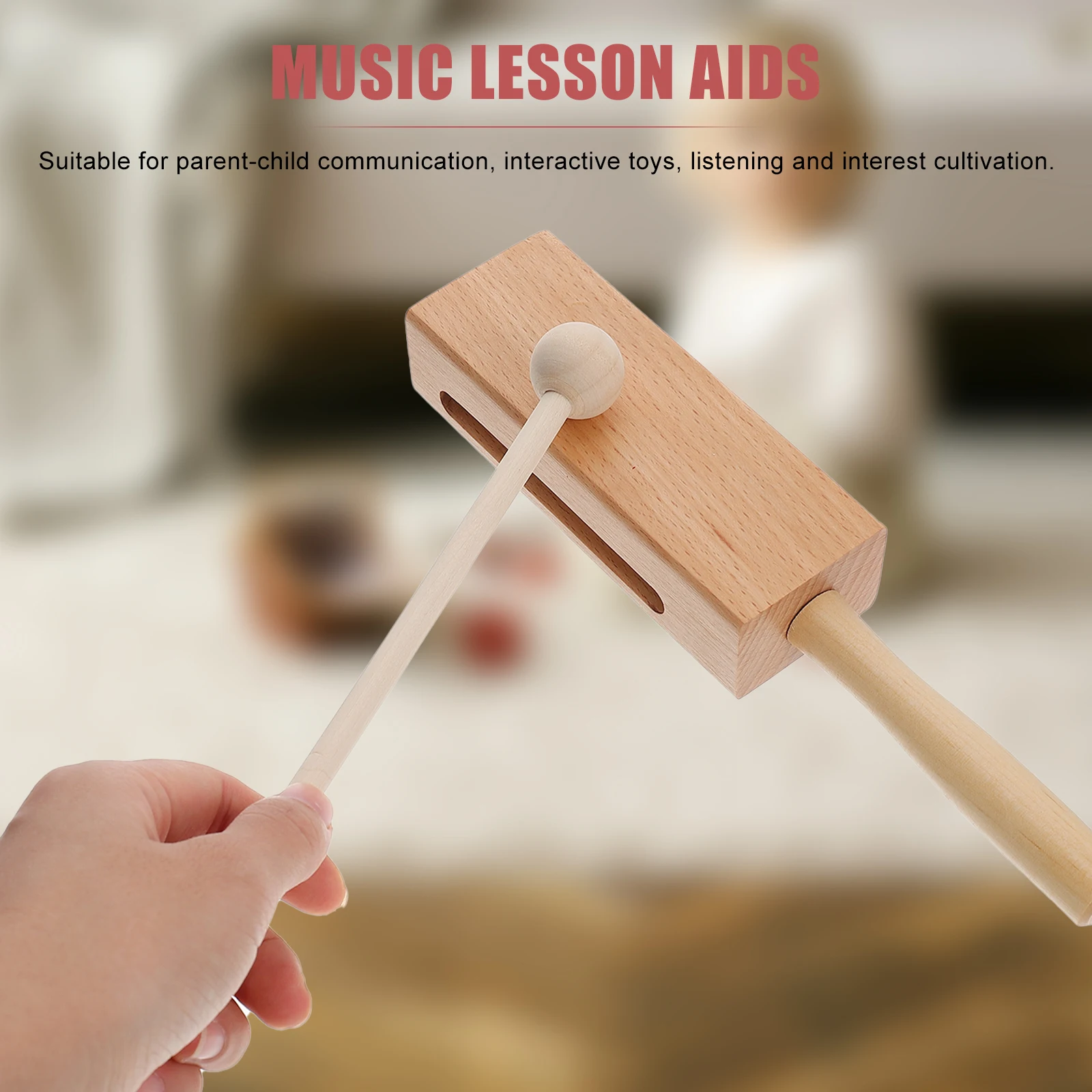 

Wooden Square Block Music Rhythm Toy for Kids Children's Percussion Instruments Creative Musical Khaki Color Develops