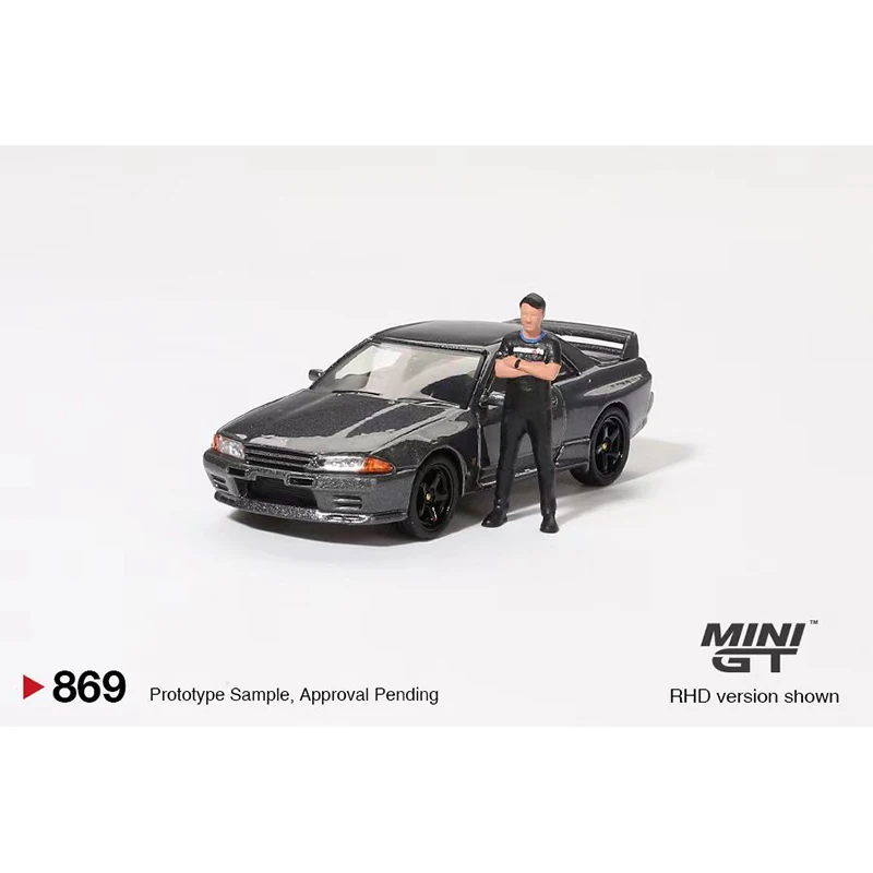 PreSale MINIGT 869 1:64 Skyline GTR R32 Gunmetal With Figure Diecast Diorama Model Collection Miniature Toy