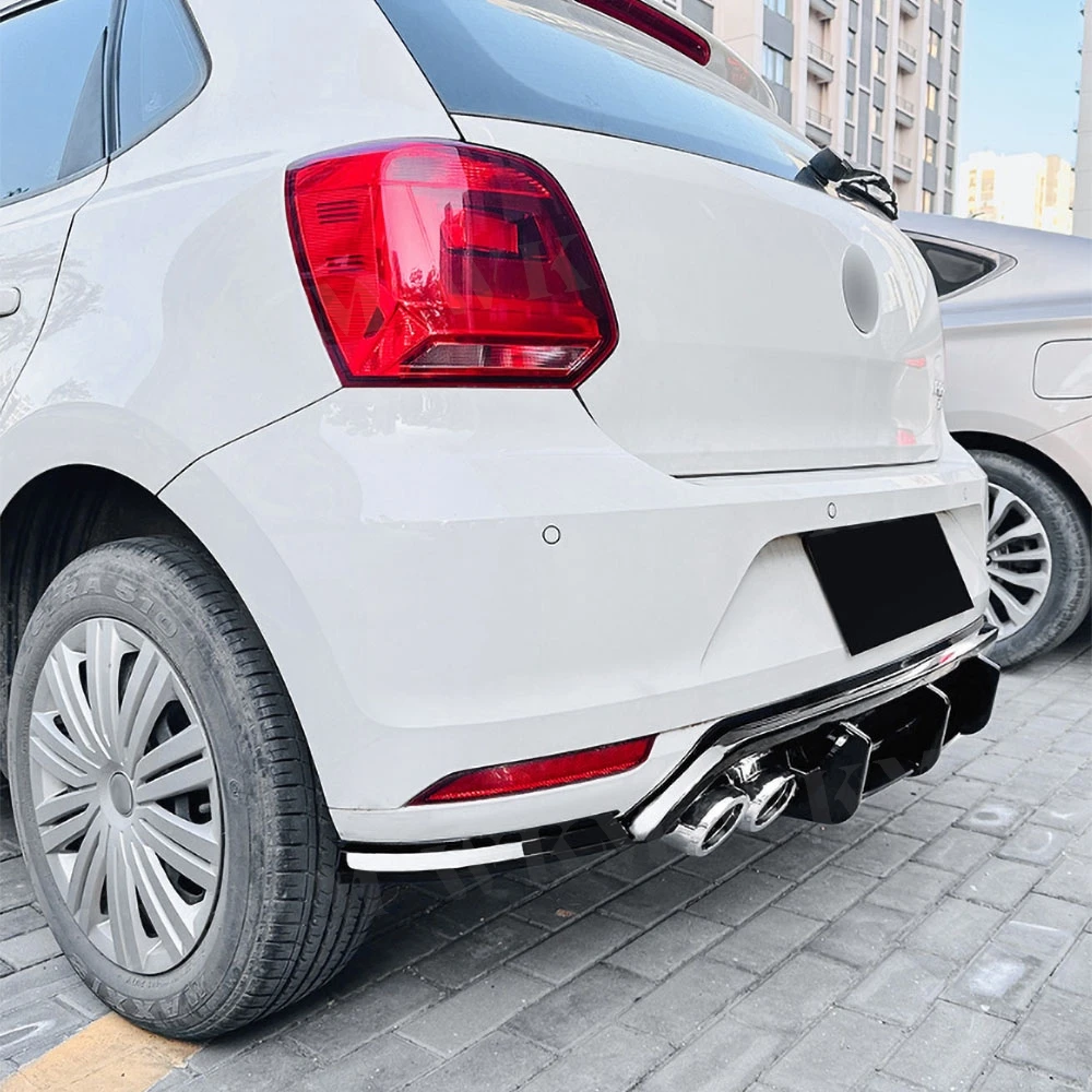 Untuk Volkswagen Polo MK5 6R 2009-2014 Styling Bumper belakang Lip Spoiler Diffuser Bodykits pelindung bibir belakang Aksesori otomatis