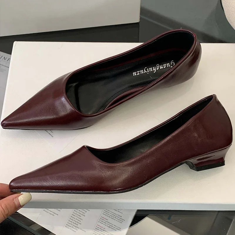 Female Slip On Footwear Pumps Ladies Low Heel Shoes Casual Pointed Toe Fashion Shallow Elegant Women Heeled Shoes Slides