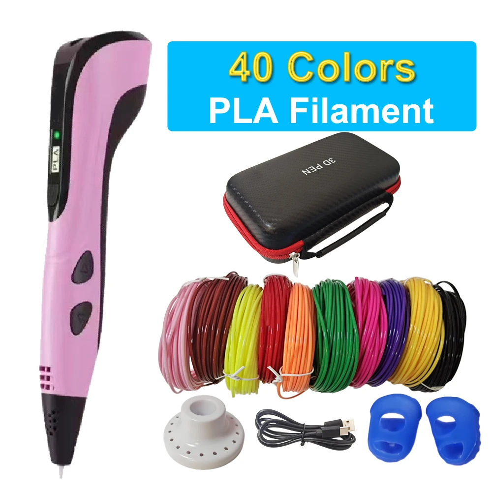 

3D Pen 3D Printing Pen for Children 40 Colors 1.75mm PLA Filament DIY Drawing Birthday Christmas Gifts for Kids with Travel Case