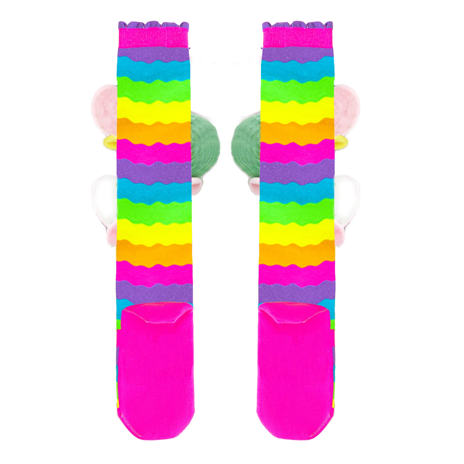 Girls\' Mid Socks Rainbow Girls\' Flower Handmade Mid Socks Over Knee High Stretch Socks Girls\' Adults Can Wear