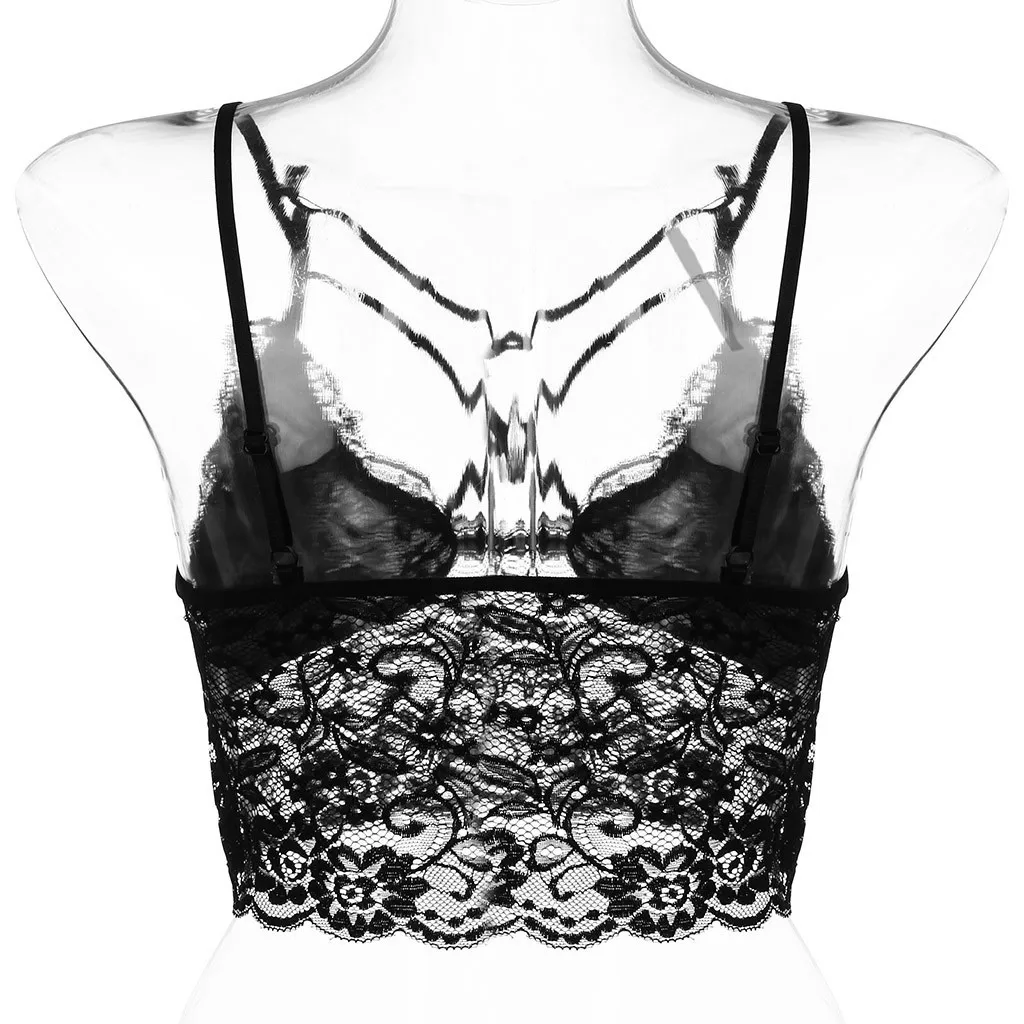 Sexy Lace Bralette Push Up Bras For Women Wireless Corset Camis Vest Underwear Wire-Free Sheer Bra Summer Crop Tops Lingerie