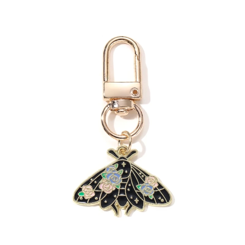 Cute Beautiful New Insects Butterflies Moths Scorpion Bird Enamel Keychain Protect Animal Keyring For Making Handmade DIY