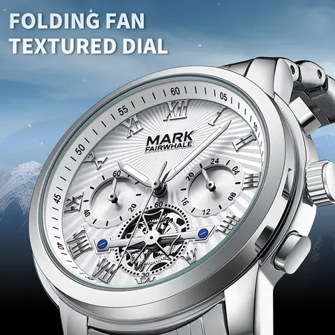 Mark Fairwhale 5036 Fashion Men's Quartz Watch Stainless Steel Strap Waterproof Luminous Multi-function Dial Watches For Men