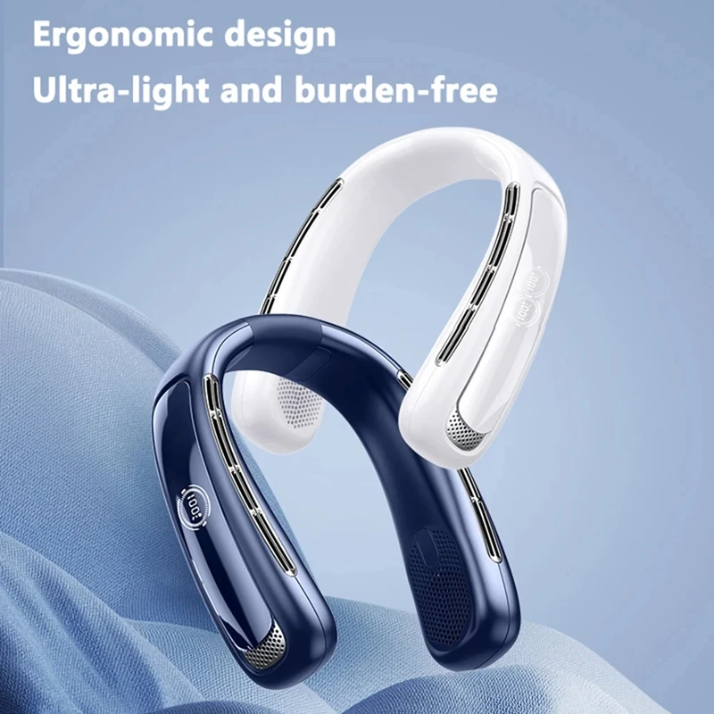 Xiaomi 15000mAh مروحة الرقبة المحمولة الذكية شاشة ديجيتال USB قابلة للشحن في الهواء الطلق الخالية من الشفرة مروحة تبريد صامتة للرقبة لفصل الصيف