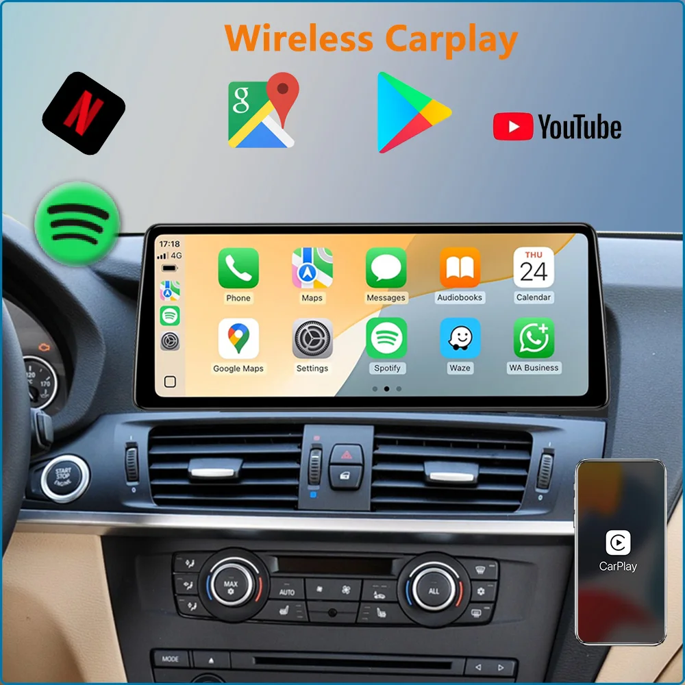 Ultra Narrow Android14 Qualcomm For BMW X3 F25 X4 F26 2011-2018 NBT Wireles Carplay Car Radio GPS Navigation Multimedia Player