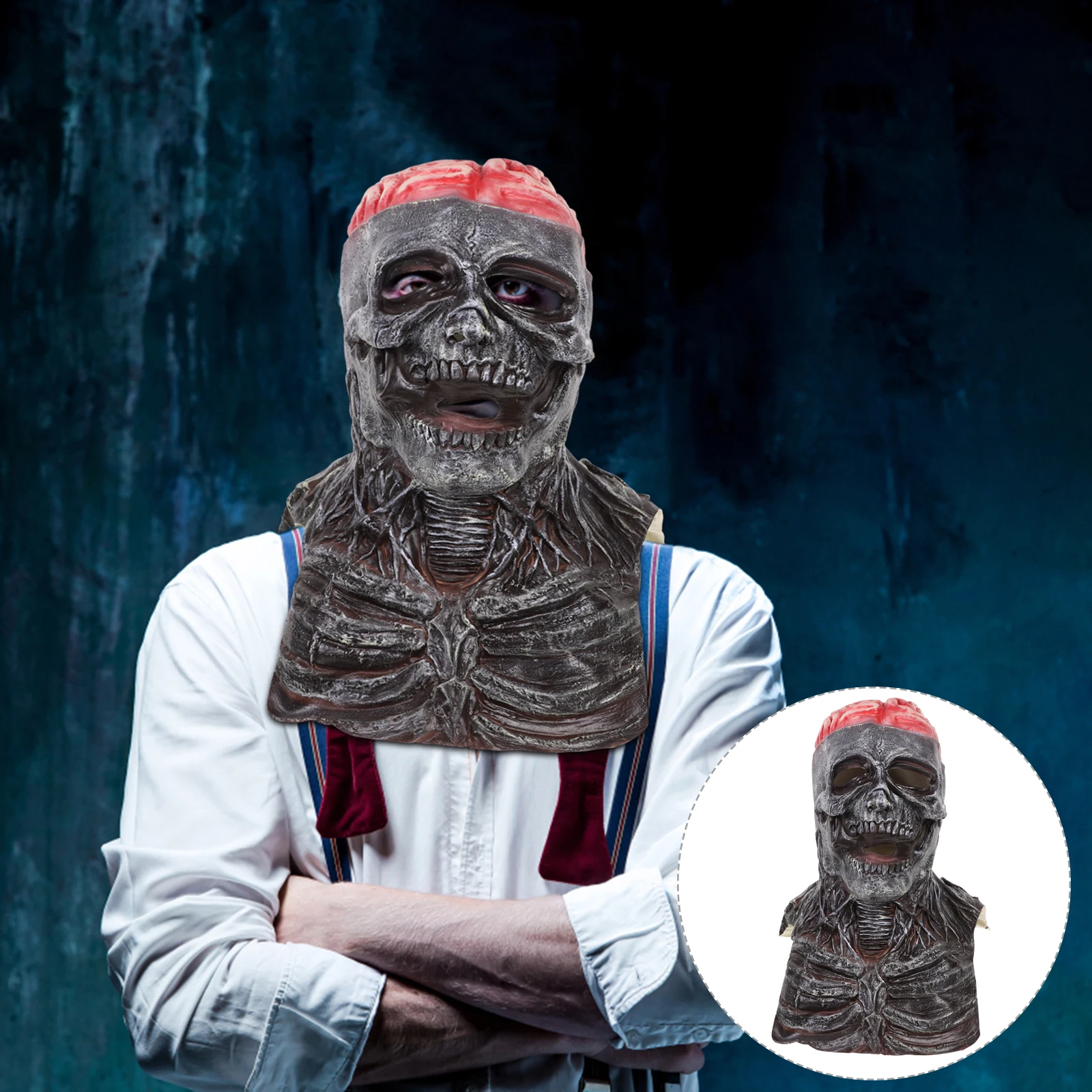 Maschera con teschio in lattice Costume horror di Halloween Accessorio Costumi Cosplay Orribili e divertenti