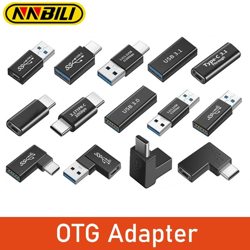 NNBILI Universal OTG Typ C Adapter USB C Stecker auf USB-A Stecker Buchse Konverter für MacBook Huawei Samsung Note Ipad Stecker