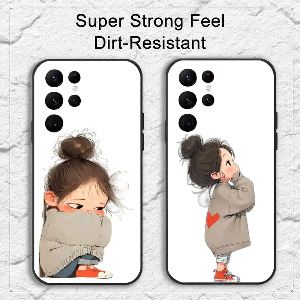 Cute Angry Little Girl Phone Case for Samsung S series s20 s21 s22 s23 s24 FE Plus Ultra TPU Soft to Skin-friendly case