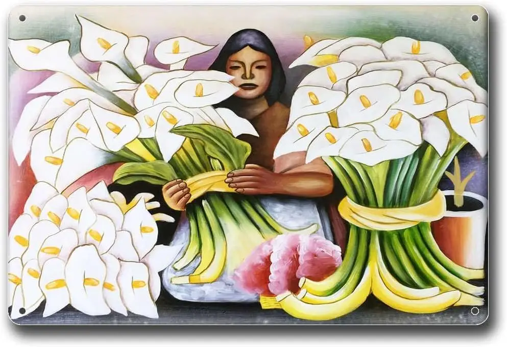 Metal Tin Signs Diego Rivera Florist Handprint Living Room and Kitchen Wall Art Decor Suitable for Restaurant Wall Decoration 8x