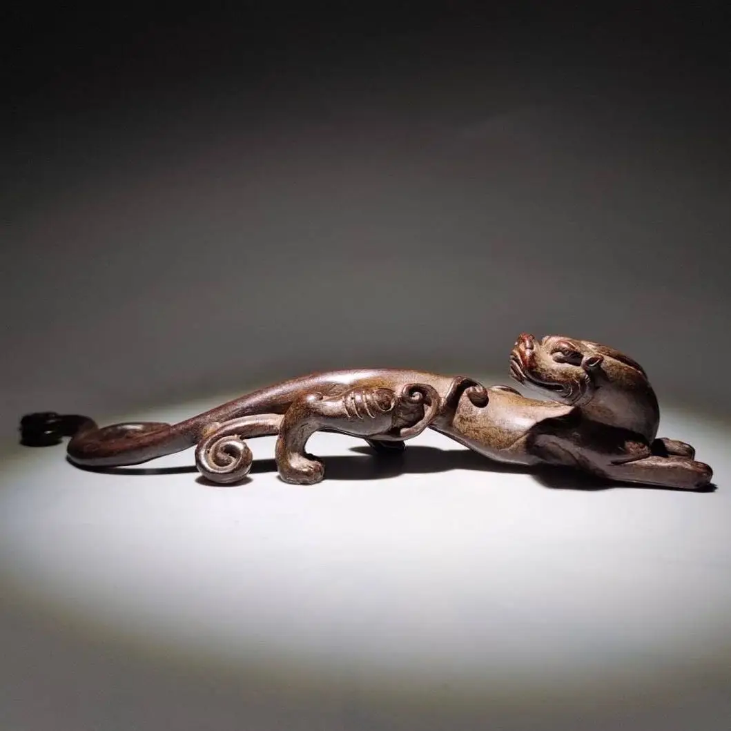 Retro Copper Solid Chi Dragon Decorative Piece Paperweight Dragon-shaped Pen Holder Home Desktop Decorative Piece