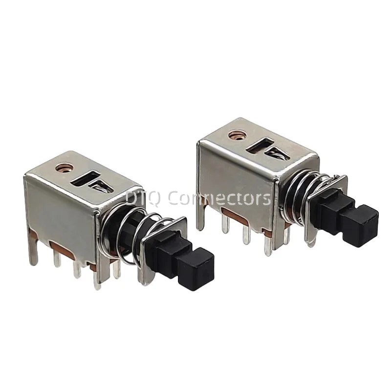 5pcs A03-02 Straight key switch PS-22F02 Double row six-pin with positioning self-locking blackhead button key power switch