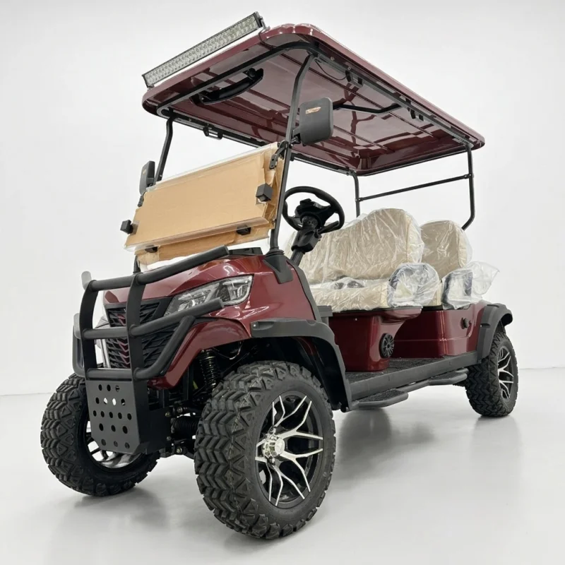

Eye-catching Lime Green 4 Seater Electric Golf Cart Lifted 2+2 Seater Off-Road Golf Car with Premium Rims for Resort & Community