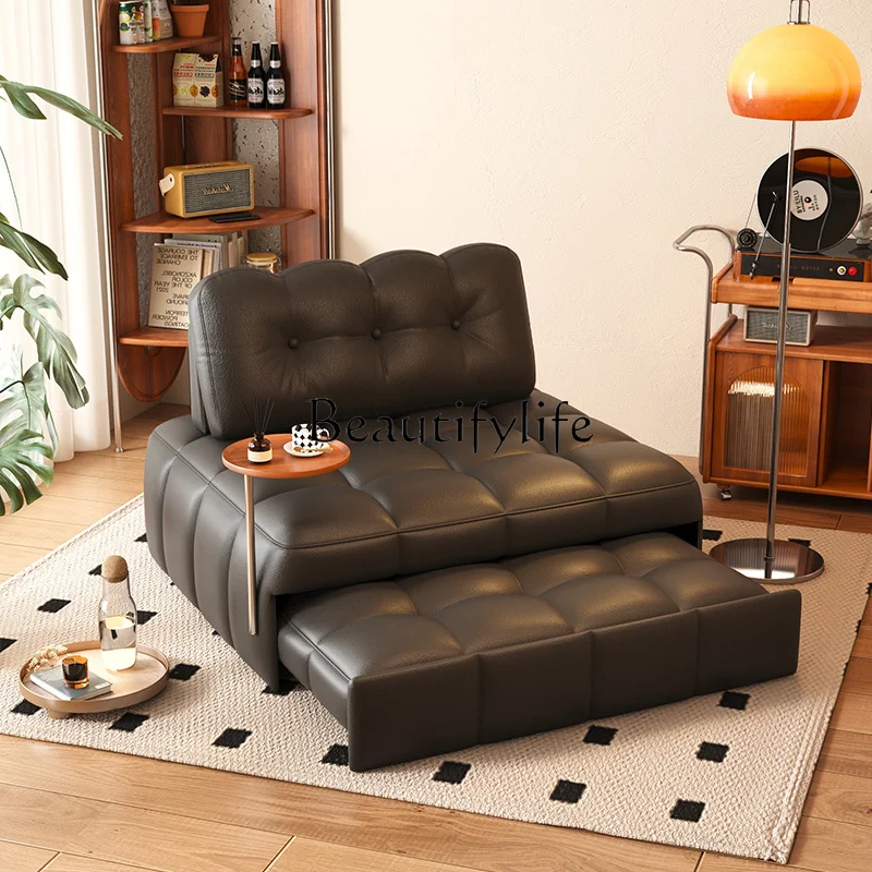 Retro Fabrics Sofa Bed Folding Sitting and Lying Living Room Tofu Square Puff Cat Scratch Leather Sofa Bed