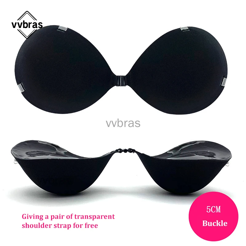 vvbras 3-5cm Thick Self-Adhesive Invisible Silicone Woman Push Up Bust Front Closure Gel Backless Seamless Thick Massage Cup Bra