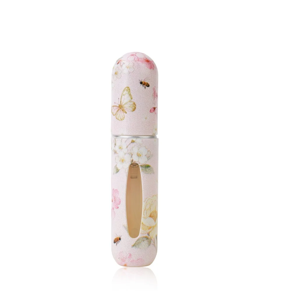 5ml Mini Perfume Bottle Empty Refillable Empty Cosmetic Containers Storage Sprayer Floral Series Spray Rotating Bottle