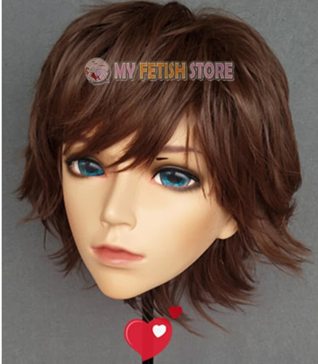 (Chen-02)Boy/ Male/ Man Resin Half Head Kigurumi Crossdress Cosplay Japanese Anime Role Mask With Eyes And Wig