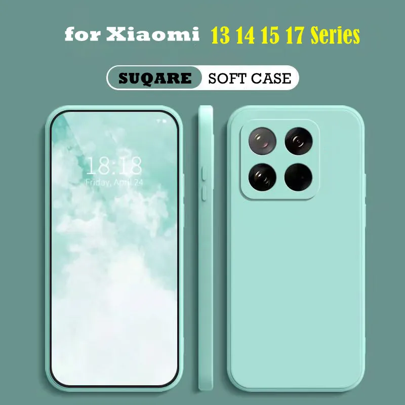 New Square Silicone Phone Case for Xiaomi 17 Pro Max Mi 13 1