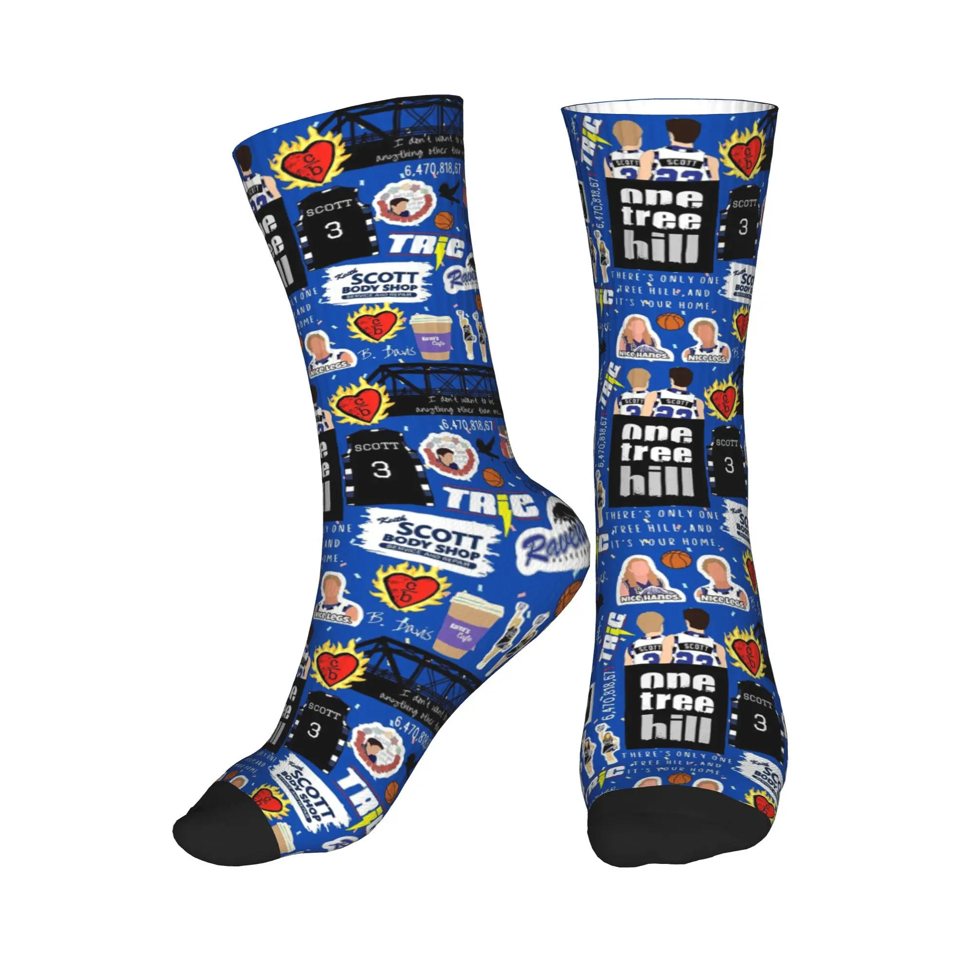 

All Seasons One Tree Hill Collage–Vintage TV-Inspired Fan Art Design Sport Middle Tube Socks Crew Socks Stockings for Men Women