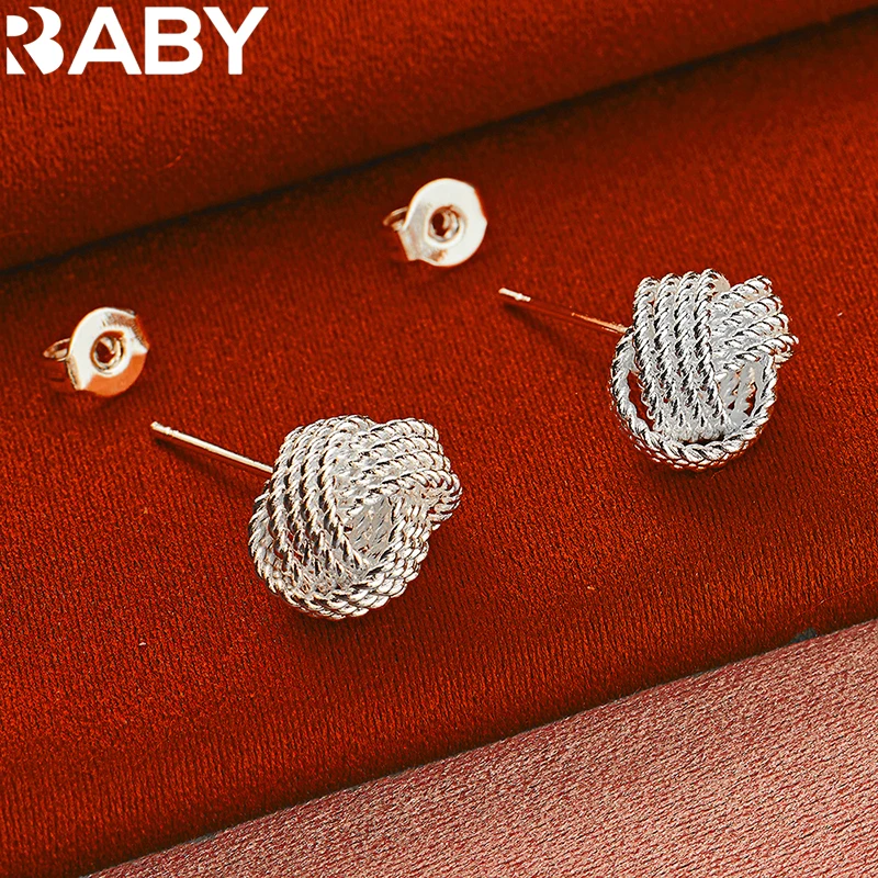 925 Sterling Silver Earrings For Woman Weaving Winding Stud Wedding Engagement Party Fashion Jewelry Gift Charms Accessories