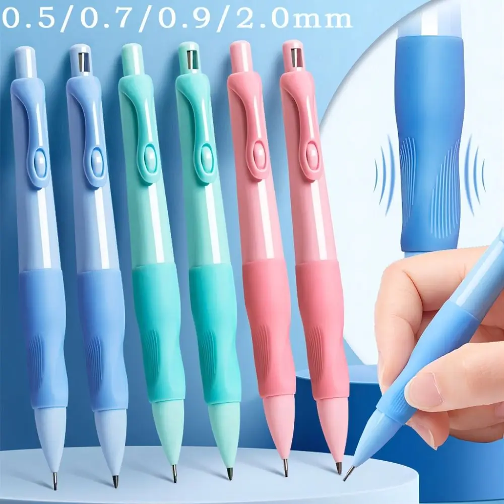 1Pc 0.5/0.7/0.9/2.0mm 2B Lead Automatic Pencil Students Mechanical Pencil Comes With Sharpener Pen Holding Posture Correction