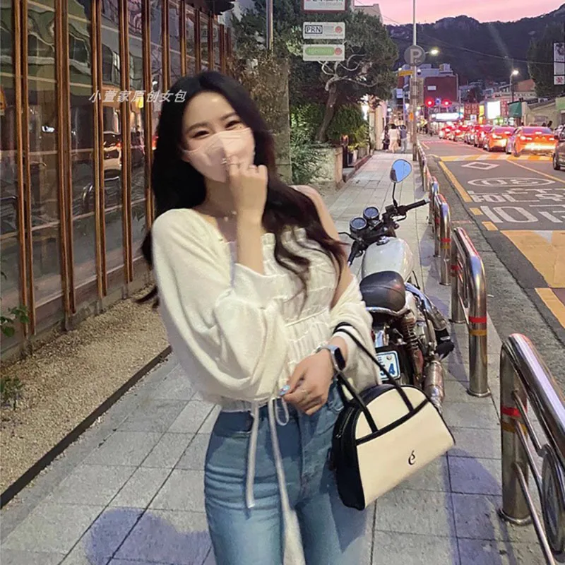 Korean Fashion Color Contrast Canvas Handbag Casual Niche Half Moon Boston Splice Tote Bag 2024 Women New Portable Commuter Bag