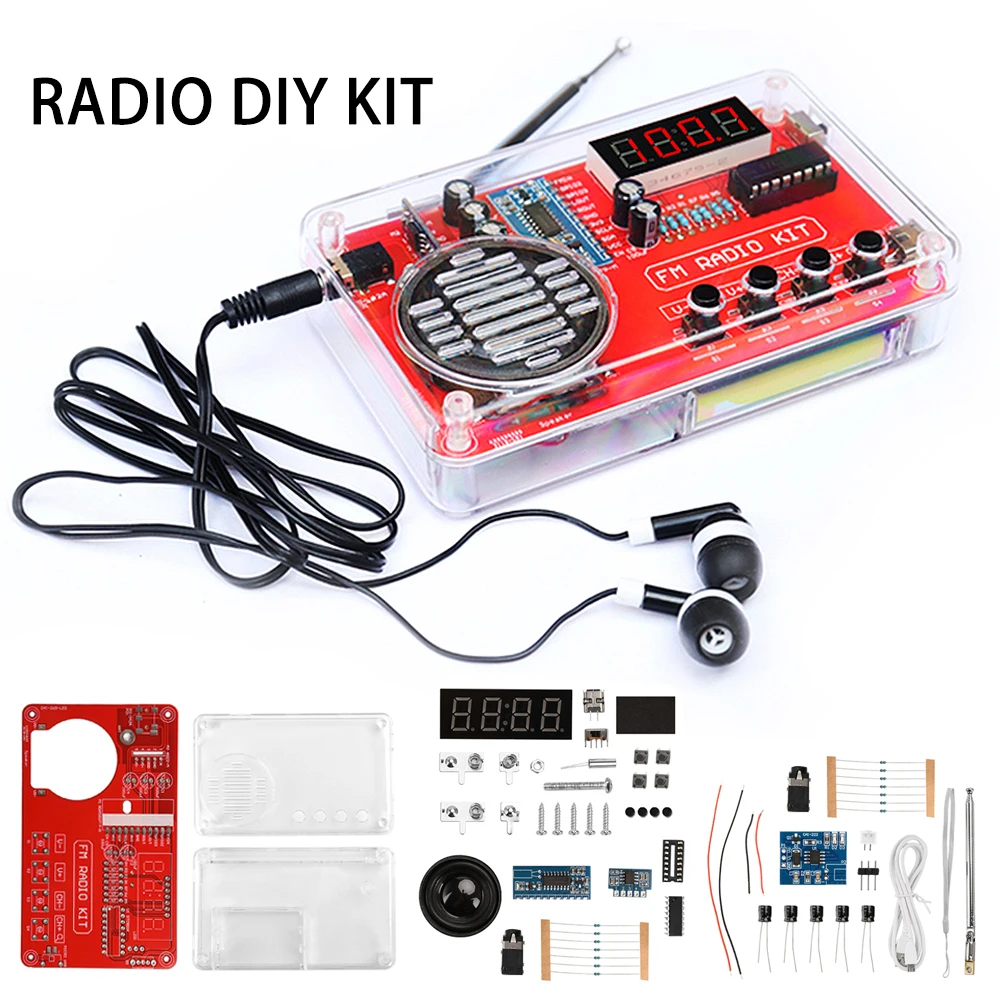 Zestaw radiowy Diy Montaż Fm Płytka drukowana Części produkcyjne Mikrokontroler Produkcja elektroniczna Praktyka spawania RDA5807 8002D