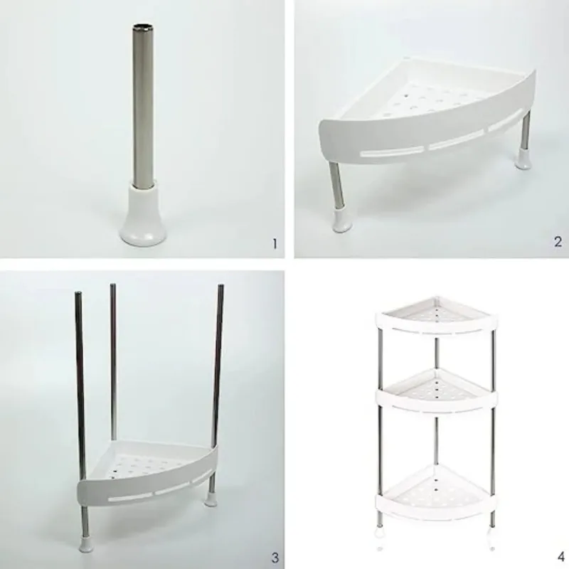 Triangle Storage Rack with Hook, PP Material, Bathroom Corner Shelf, Kitchen Seasoning Shelf, Bathroom and Cosmetic