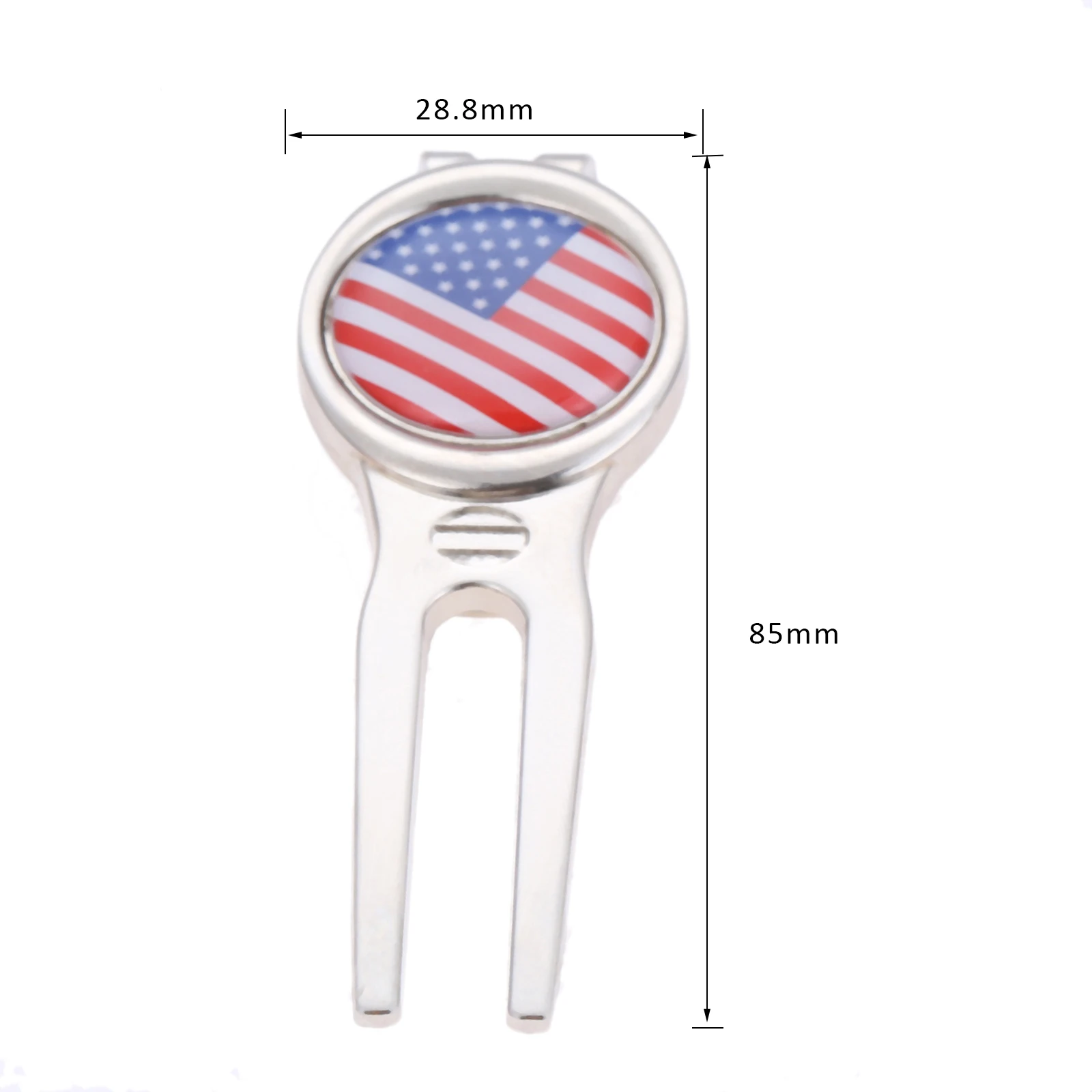 1PC Alloy Golf Pitch Mark Repair Divot Tool With Detachable Golf Hat Clip Ball USA Flag Marker 2-in-1 Pocket Green Accessories