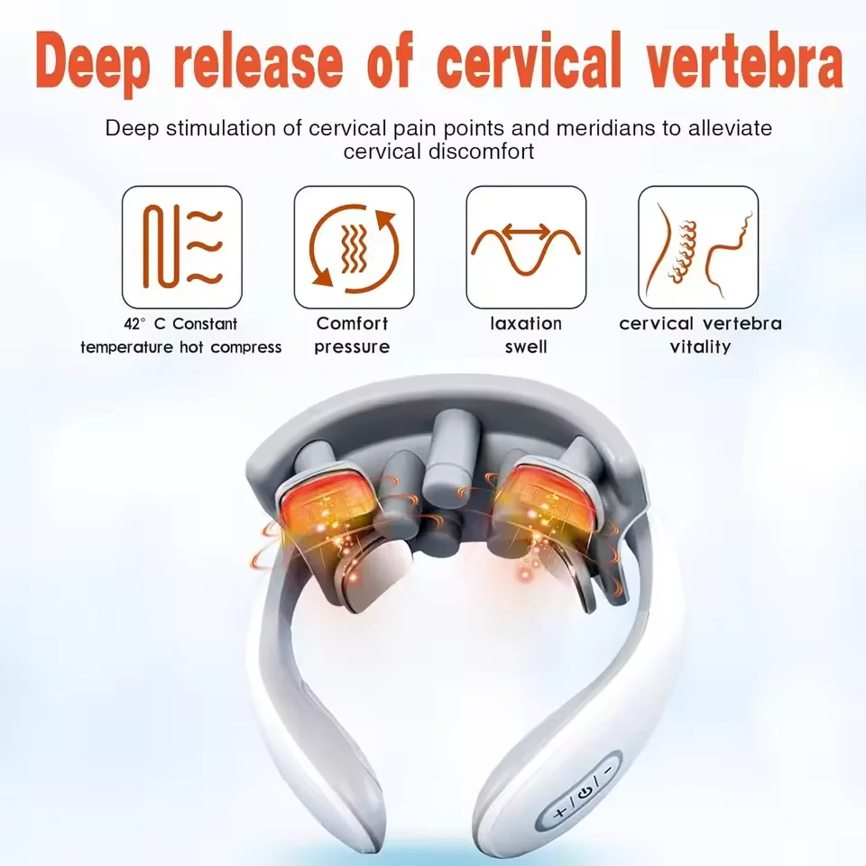 

Электрический портативный интеллектуальный импульсный массажер для шеи для терапии шейных позвонков, плеч и шеи и теплового компресса, чудола