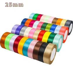25mm 25Yards Satin Ribbons Tapes Weddings Party Christmas Gift Wrapping DIY Bow Making Decorative Handicraft Accessories