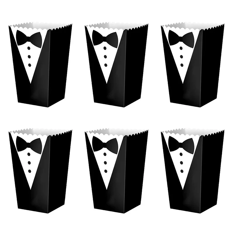 Wedding Tuxedo Popcorn Boxes, 12/36/60Pcs