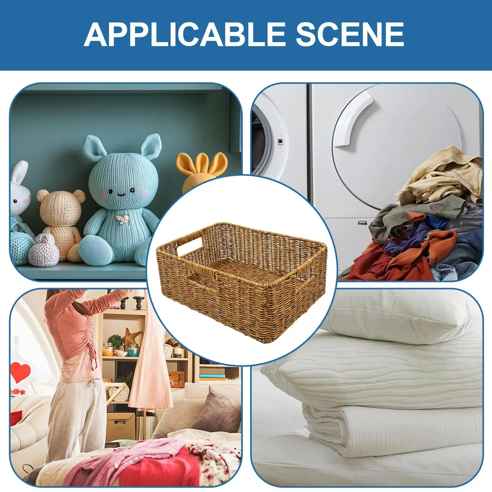 

Корзины для организации дома в деревенском стиле, плетеная корзина для хранения из искусственного ротанга для прачечной, ванной комнаты, спальни, кухни