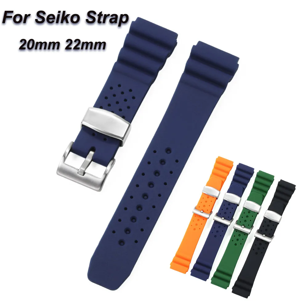 Universal Bracelet 20mm 22mm Silicone Watch Band Diving 007 Abalone Canned Watchband Men's Sports Strap for Seiko SKX007 SKX009