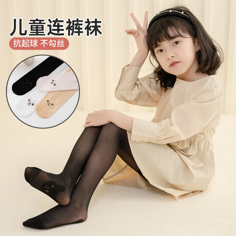 Arbitrary Cutting Anti Hook Baby Kids Tights Princess Girls Ultra ThinTransparent Pantyhose Kawaii Cartoon Rabbit Slip Leggings view 5