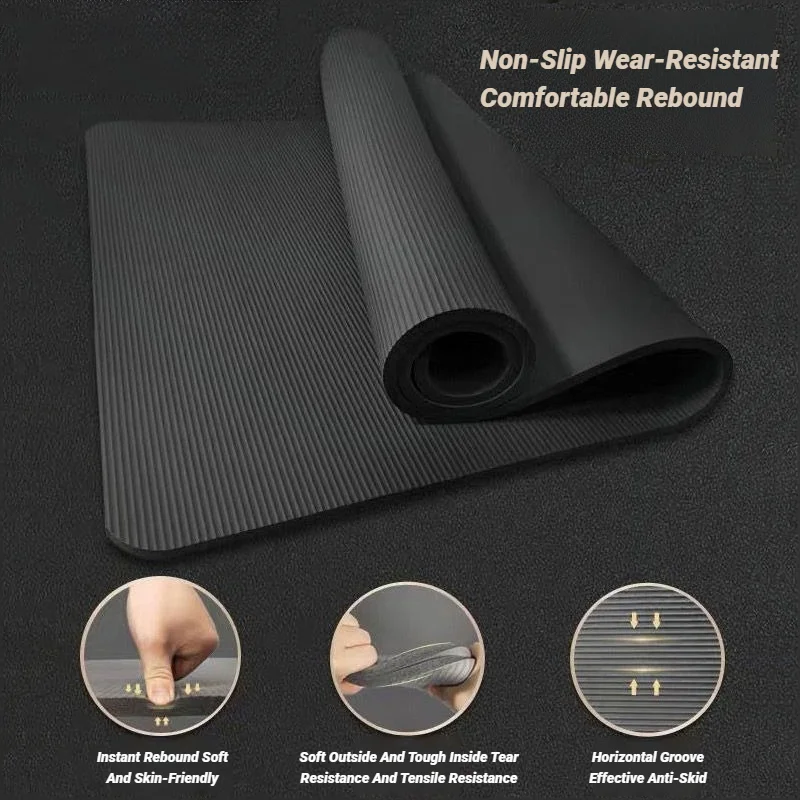 Dwuczęściowy Zestaw Wysokiej Jakości Grubych, Antypoślizgowych Mat do Jogi z NBR do Fitnessu, Pilatesu, na Siłownię, do Domu, Bezwonnych, Uniwersalnych Mat Sportowych dla Mężczyzn