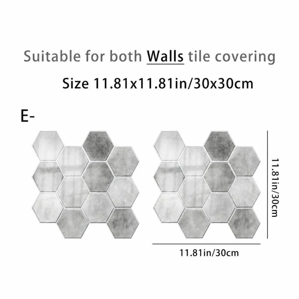 2PCS Soft Light Tone Hexagon Tile Sticker PVC Matte Surface Self Adhesive Tile Cover Water Proof Anti Slip Floor Decal
