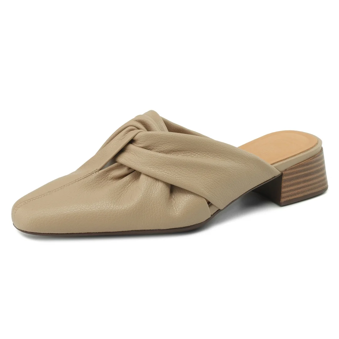 Sandały damskie z owczej skóry, okrągłe, wsuwane, o grubości 4 cm, na niskim obcasie, miękkie, wygodne, eleganckie damskie buty codzienne dla kobiet — zdjęcie 2