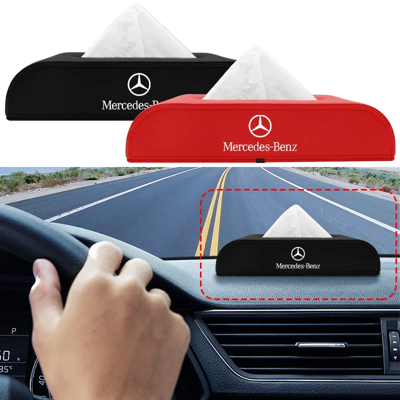 Car Logo Tissue Box Car Accessories For Mercedes Benz AMG A B C E G R S CES CLA CLG CLK CLS Class EQC GLA GLB GLC GLE GLK GLS