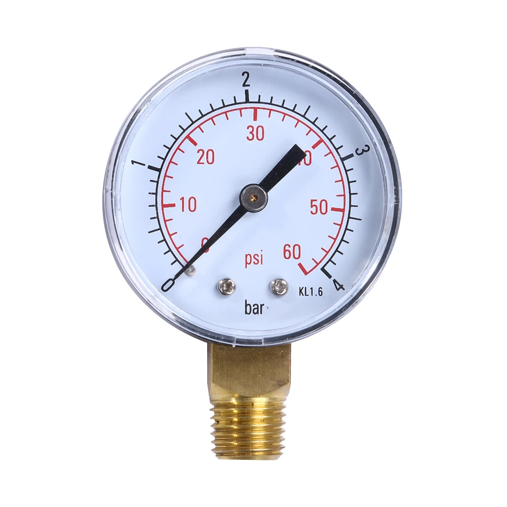50 mm 0–60 PSI 0–4 Bar Pool-Manometer, Spa/Pool/Aquarium, Wasserdruckmesser für Schwimmbad, Spa und Aquarium, Ventilfilter