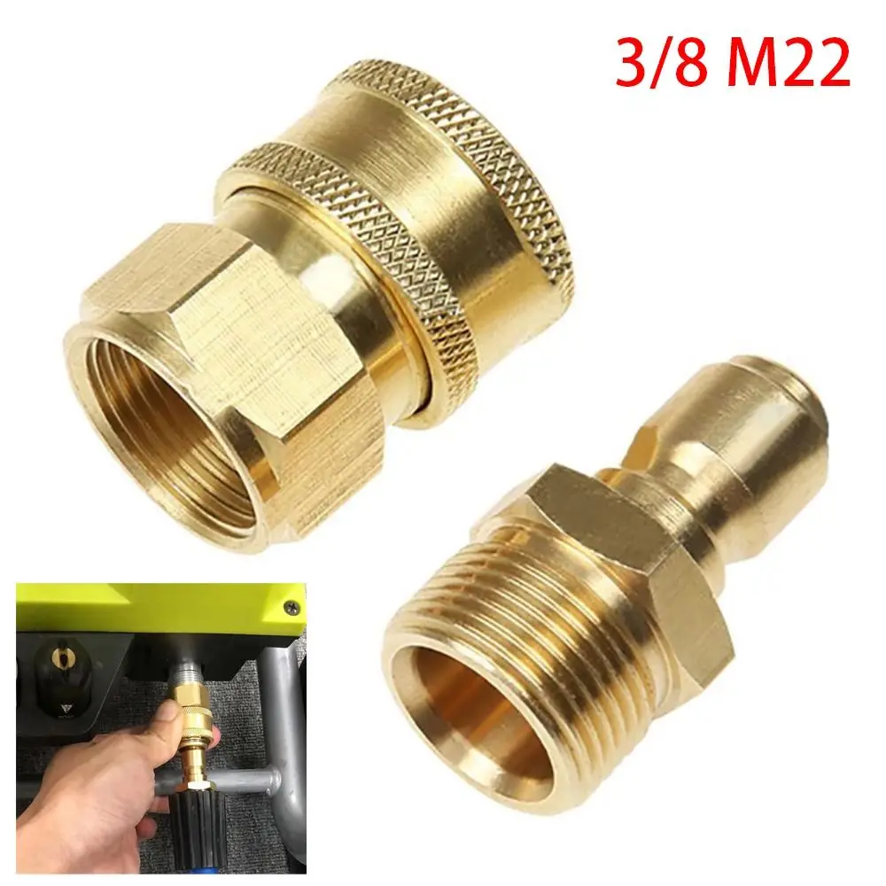 1Set 3/8 M22 Pipe Joint For M22 High Pressure Washer Quick Connect Kits Hose Coupler M22 1.5mm Adapter Set Water Outlet Set