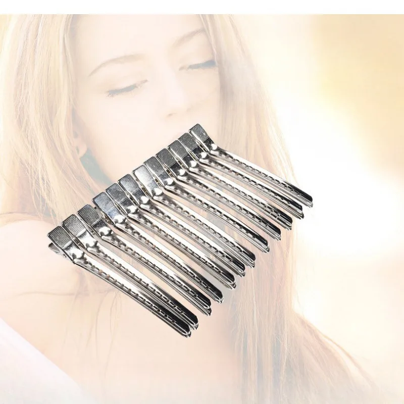 

12pcs Hair Care Clips Stainless Steel Hairdressing Sectioning Clips Clamps For Hairdressing Barber Hair Cut Use Styling Tools