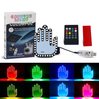 Colorful LED RGB USB Gesture Light Car Finger Gesture Light Hand Lamp Fun Middle Road Rage Signs Finger LED Light With Remote