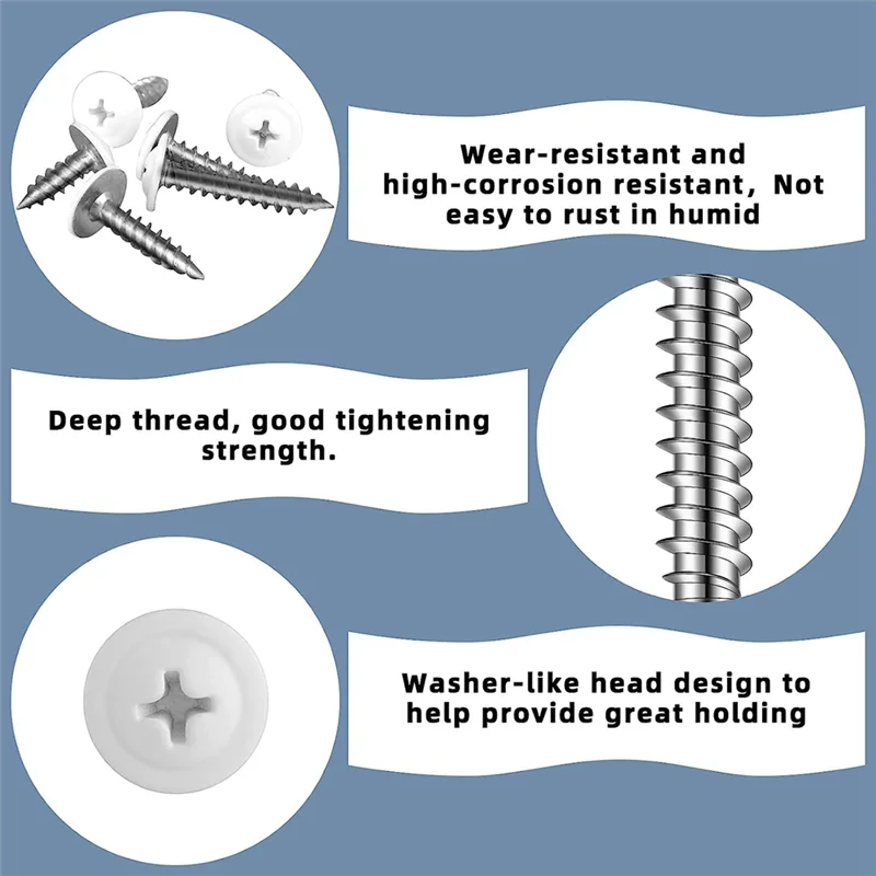 Tools White Screws Wood White Sheet Metal Screw Thread Truss Head Fast Self Tapping White Pan Cabinet Screws